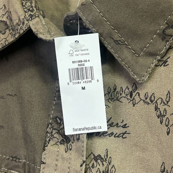 Banana Republic Graphic Shacket Shirt Treasure Map Maps Men’s Size Medium NWT - Picture 4 of 12